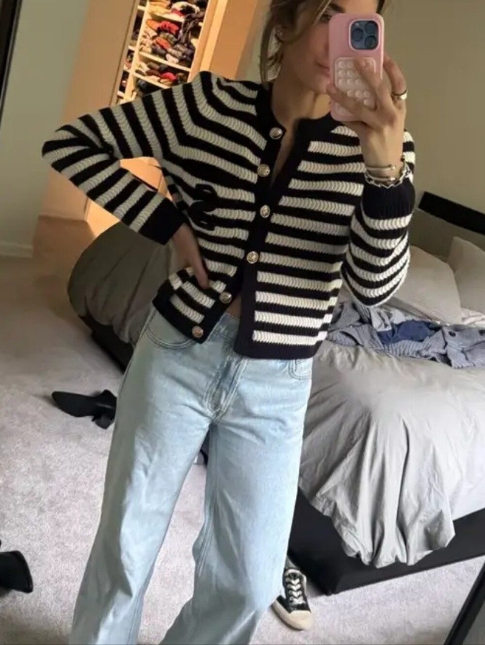 SANDRO Striped Knit Cardigan - Picture 7 of 8